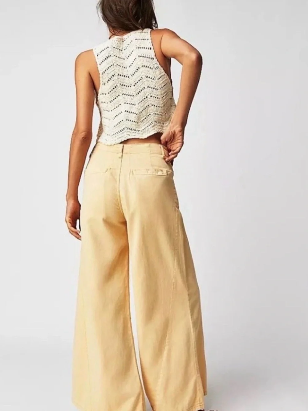 Free People women’s light as spring Wide Leg High-Waist pleated pants lt yellow